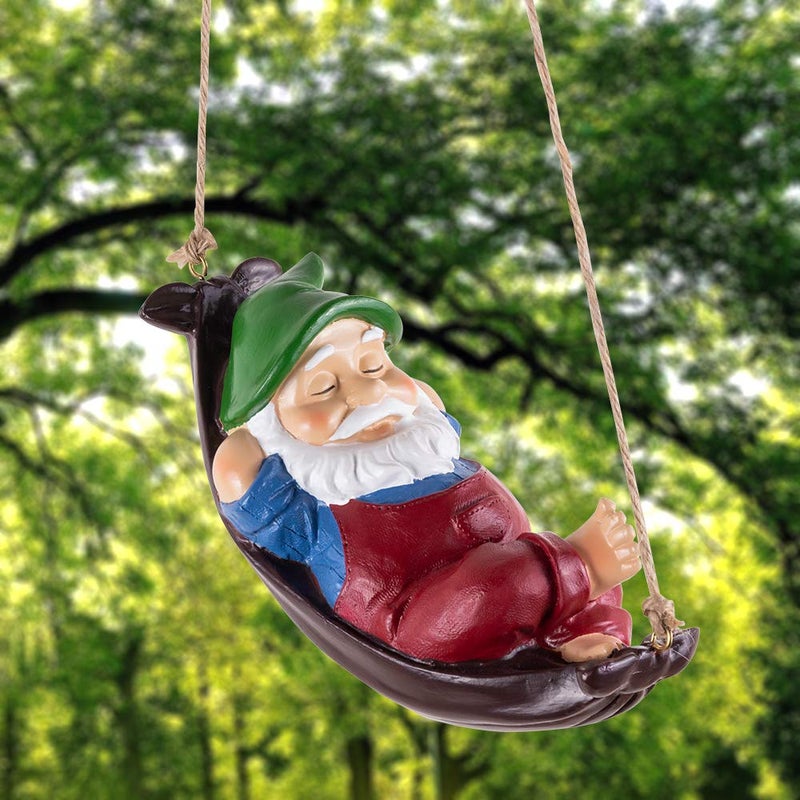 Keygift Gnomes Yard Decorations Outdoor Cute Resin Hammock Gnome Hanging Statues Garden Decor Backyard Art - Image 4